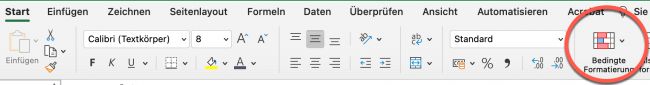 1. Screenshot der Menüleiste aus Microsoft Excel.
