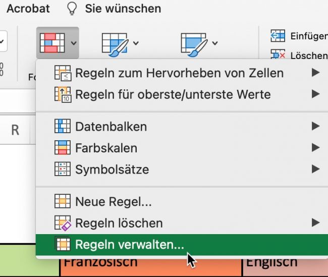 2. Screenshot des Dialogs »Bedingte Formatierungen«.