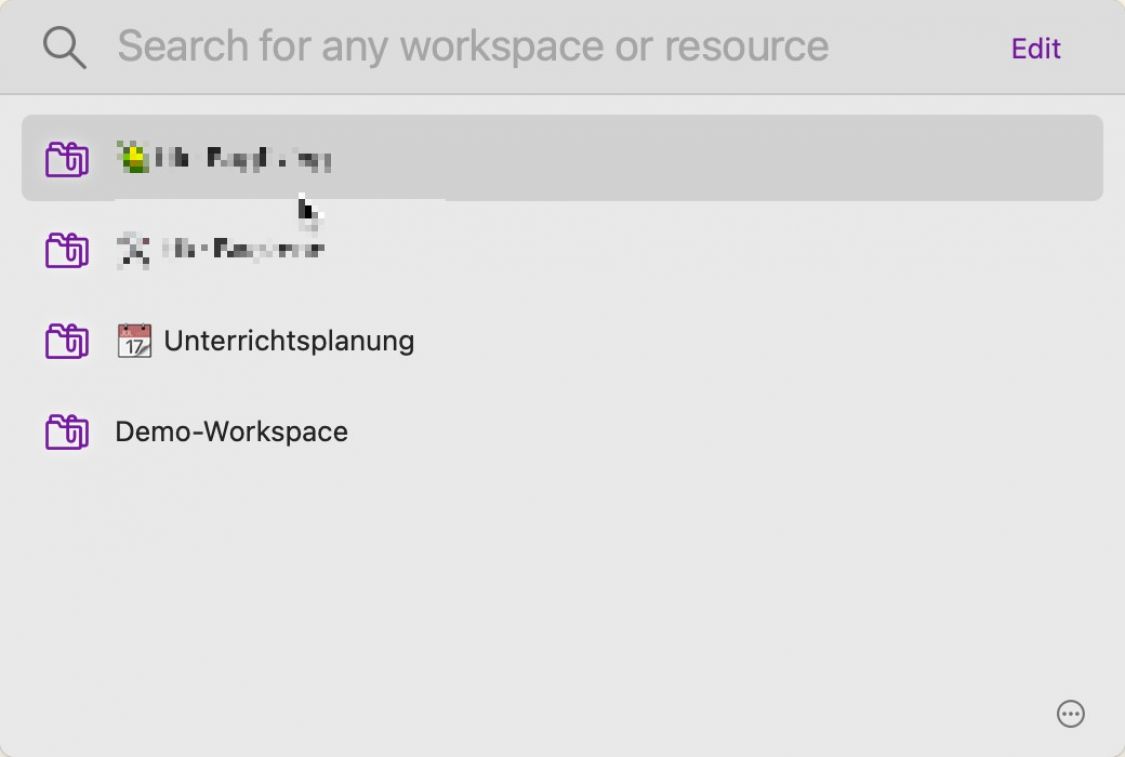 Suchmaske der App »Workspaces«