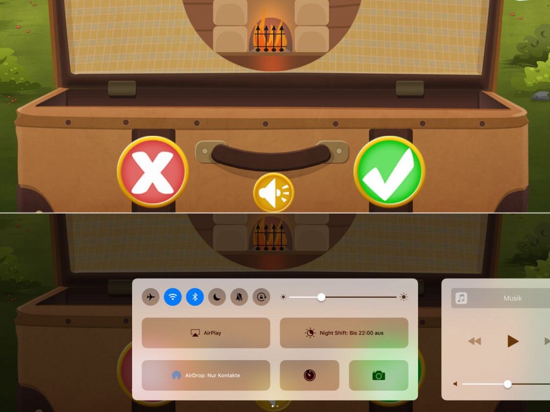 Screenshot des Spiels Elements. Am unteren Rand ist das iOS Kontrollmenü eingeblendet.