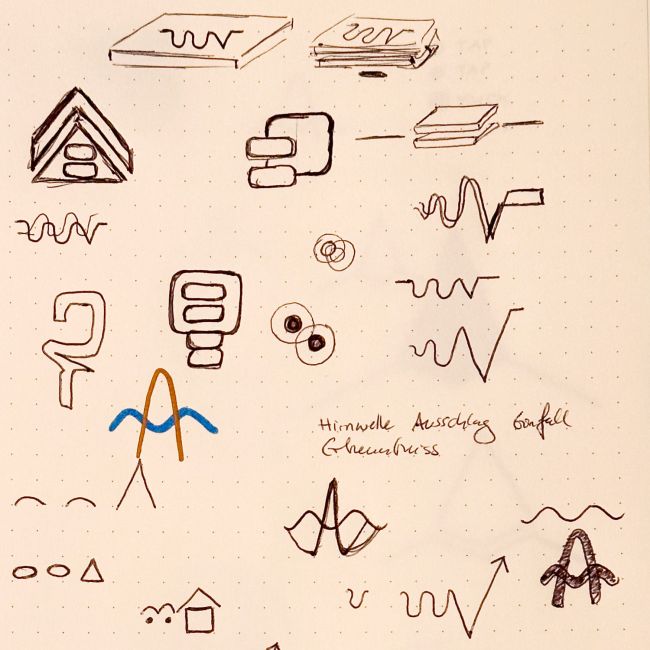 Verschiedene Skizzen zum taptapklick-Logo (Blatt 2)